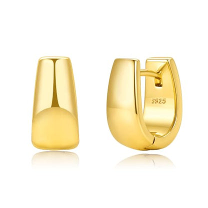 Small Chunky Hoop Earrings for Women Gold Huggie Earrings | 14K Gold Plated Non Tarnish, Hypoallergenic 925 Silver Post, Small Thick Huggie Hoop Earrings, Lightweight Small Hoops - color: Gold, size: 10mm(small)