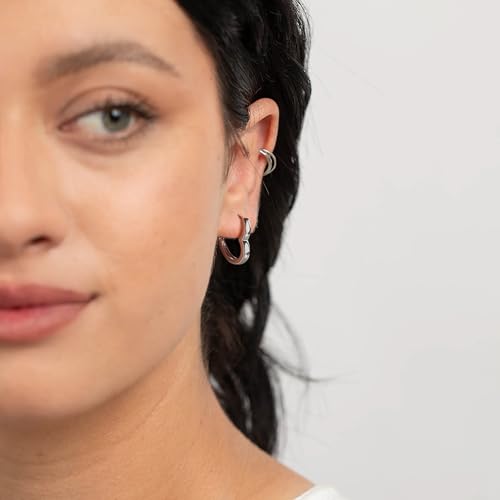 Me&Hz Gold Huggie Earrings Small Huggie Hoop Earrings for Women 14K Gold Plated Hypoallergenic Cubic Zirconia Huggies Mini Silver Hoop Earring for Women - color: Heart, Silver
