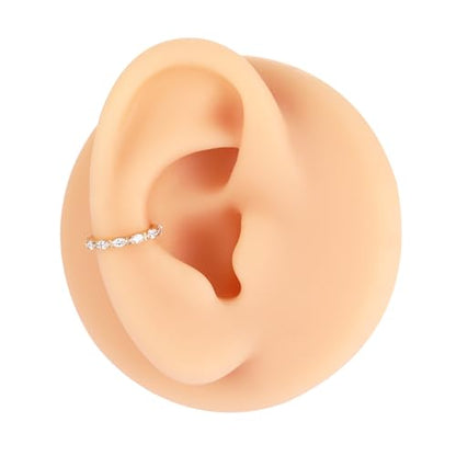 PEAKLINK 16G Nose Hoop Ring 316L Surgical Steel Conch Cartilage Helix Earring with Cubic Zircon Tragus Rook Daith Septum Piercing Jewelry 8mm 10mm for Women Men - color: Style2:Gold-Horse Eye CZ