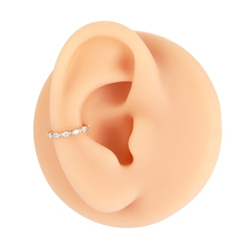 FUNLMO 316L Surgical Steel Nose Ring Septum Ring Cube Zircon Cartilage Earring Conch Tragus Helix Rook Daith Piercing Jewelry - style: 16G 10mm, Gold,horse eyes CZ