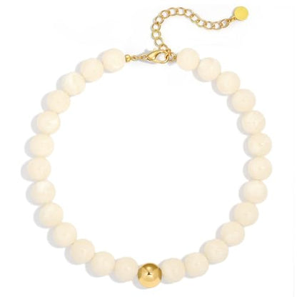 Multicolor Chunky Beaded Necklace, Statement Colorful Round Ball Beads Choker Necklace with Gold-Tone Adjustable Chain, Fashion Bold Neck Jewelry for Women - color: 16mm-Beige-2