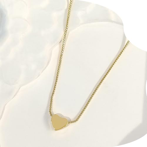 Airmb Heart Necklace for Women Gold/Silver Plated Trendy Heart Choker Lover Pendant Hypoallergenic Fashion Gold/Silver Necklace for Women Love Jewelry Gift for Women Girlfriend - color: Box-Chain-Gold
