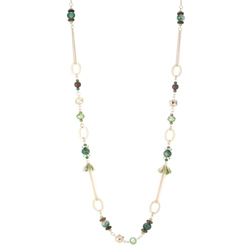Long Gold Boho Necklaces for Women Beaded Statement Chain Long Necklace Gold Costume Jewelry Birthday Gifts for Her - color: Green