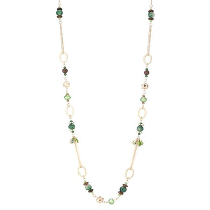 Long Gold Boho Necklaces for Women Beaded Statement Chain Long Necklace Gold Costume Jewelry Birthday Gifts for Her - color: Green
