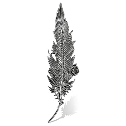 Small Rose Flower Feather Brooch Pin, Lapel Pin Men Women Suit | Classic Simple Metal Jewelry, Collar Shirt Clothes Blazer Coat Jacket Vest Hat Dress, Wedding Boutonniere, Velvet Pouch & Box - color: Black