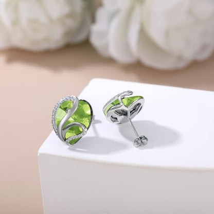 Butterfly Heart Birthstone Crystal Stud Earrings for Women S925 Sterling Silver Heart Birthstone Studs Birthday Gifts for Wife Mother Daughter Girlfriend Mom - color: 08-August