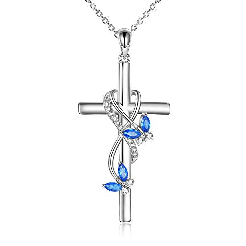 POPLYKE Cross Necklace for Women 925 Sterling Silver Cross Pendant Necklace Animal Jewelry Christmas Gifts for Women Mother Grandma - style: Butterfly