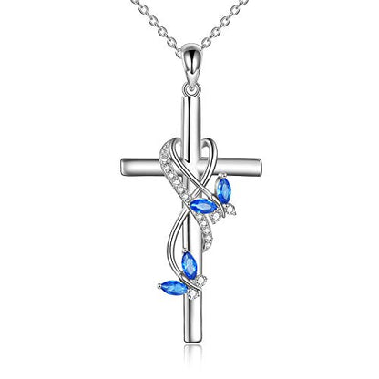 POPLYKE Cross Necklace for Women 925 Sterling Silver Cross Pendant Necklace Animal Jewelry Christmas Gifts for Women Mother Grandma - style: Butterfly