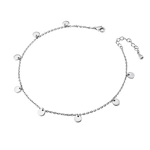 Anklet for Women S925 Sterling Silver Beach Foot Adjustable Ankle Bracelet - style: Wafer: 10+1 Inches