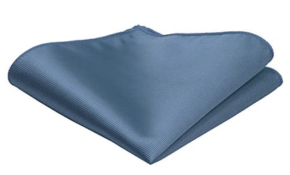 GUSLESON 3.15"（8cm） Solid Color Necktie and Pocket Square Cufflinks Sets For Men + Gift Box - color: Dusty Blue
