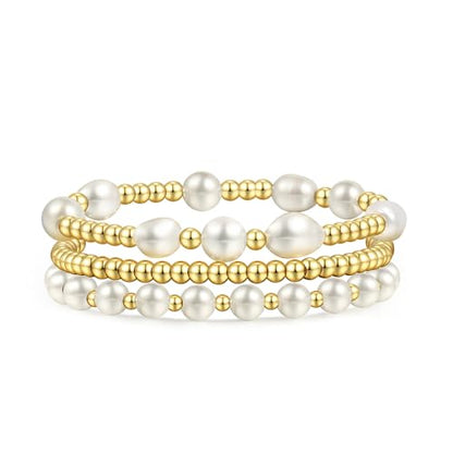 Badu Gold Beaded Bracelets for Women Boho Crystal Multiple Layered Stackable Wrap Bangle Set Paperclip Chain Trendy Jewelry - color: Style-3