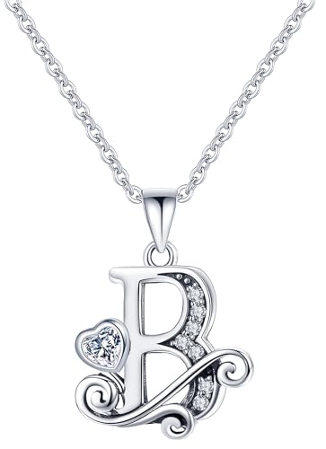 S925 Sterling Silver Initial Letter Necklaces for Women Dainty Letter Chain Necklace for Women Personalized Jewelry Gifts - style: B