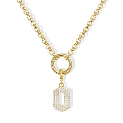 KissYan Custom Charm Necklaces for Women, 14K Gold Plated Initial Letter Pendant Box Chain Necklace Dainty Jewelry Gift - style: Gold O
