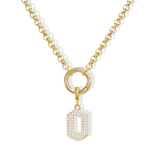 KissYan Custom Charm Necklaces for Women, 14K Gold Plated Initial Letter Pendant Box Chain Necklace Dainty Jewelry Gift - style: Gold O