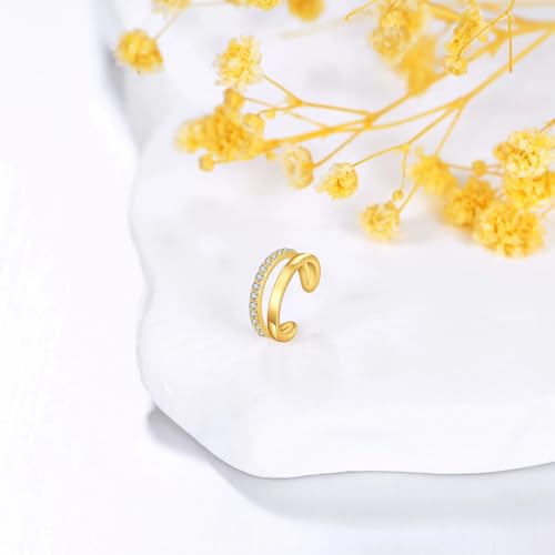 Solid 14K Gold Ear Cuff Earring for Women,14kt Real Gold Ear Cuff Hypoallergenic Non Piercing Cartilage Earring Jewelry Gifts for Christmas Birthday Her Mother Wife - style: Style 1
