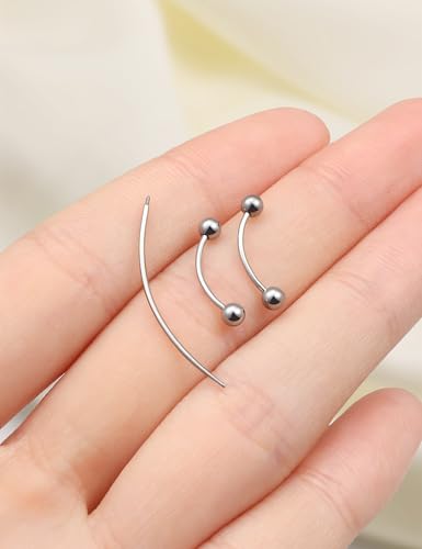 Eyebrow Piercing Jewelry F136 Titanium Internally & externally Threaded Curved Barbell Vertical Labret Lip Jewelry Ear Rook Navel Belly Button Ring Women Men 20g 18g 16g 6mm/8mm/10mm/12mm - color: 10mm 20G Internal Thread Titanium Ball Eyebrow Rings