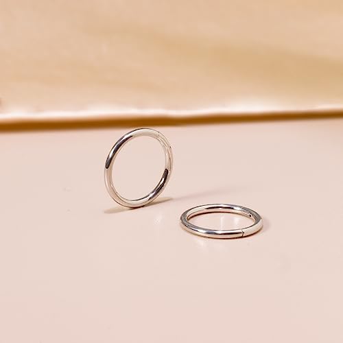 Small Gold Hoop Earrings, Lightweight 14K Gold Plated Huggie Hoop Earrings for Cartilage Helix Tragus, Hypoallergenic Earrings for Women Men, Tiny Thin Hoops Surgical Steel Endless Hoops Earrings 6-10 mm - color: 8mm Hoop Silver-18g