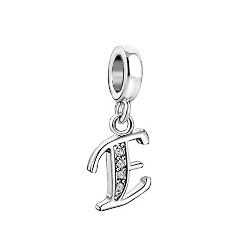 LSxAB Sparkling Initial Letter Charm Compatible with Pandora Charms Bracelets for Women A-Z Pendant Jewelry - style: E