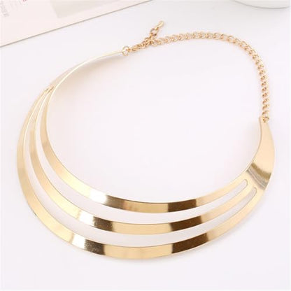 Chunky Gold Necklace Big Statement Chunky Necklace for Women African Tribe Wide Metal Choker Necklaces Jewelry - color: 04 Gold