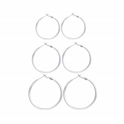 3 Pairs Sterling Silver Large Hoop Earrings Set for Women 40 50 60MM | 14K White Gold Plated, Hypoallergenic - style: A:Silver 40mm 50mm 60mm