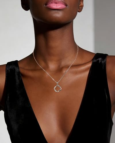 Infinity Circle Pendant Necklace Minimalist Eternal Mobius Silver Necklace Dainty Geometric Trendy Jewelry Gift for Women-Silver&14k Gold Plated - color: Silver