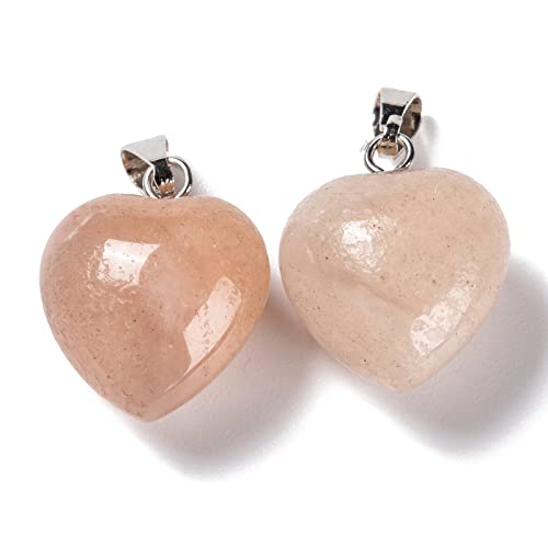 10Pcs Heart Stone Charm Pendants Natural Red Aventurine Gemstone Pendants with Platinum Brass Loops for DIY Necklace Keychains Earring Crafts Supplies - color: Red Aventurine