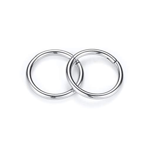 GAGABODY 2 Pcs Nose Rings 22G 20G 18G 16G 14G 12G 10G 8G Surgical Steel Piercing Rings for Nose Septum Cartilage Helix Tragus Conch Rook Daith Lobe from 5mm to 16mm Seamless Hoop Unisex Hinged Earrings - color: Silver