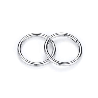GAGABODY 2 Pcs Nose Rings 22G 20G 18G 16G 14G 12G 10G 8G Surgical Steel Piercing Rings for Nose Septum Cartilage Helix Tragus Conch Rook Daith Lobe from 5mm to 16mm Seamless Hoop Unisex Hinged Earrings - color: Silver