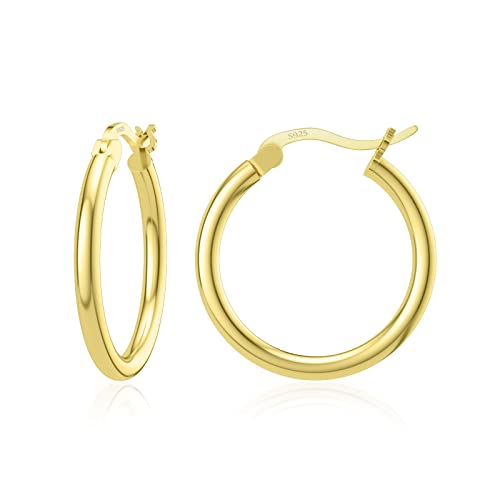JIAYIQI Sterling Silver Hoop Earrings 18K White Gold Plated Silver Circle Endless Earrings Hoops Jewelry Lightweight Hoop Earring for Women Diameter 10,14,16,18,20,25,30,35,40,50,60mm - style: Gold-18mm