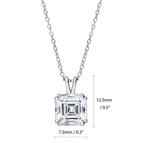 BERRICLE Sterling Silver CZ Solitaire Pendant Necklace for Women, Gold Flashed, Cubic Zirconia - Asscher, Emerald, Heart Shaped, Princess, Round Cut - style: Asscher Cut