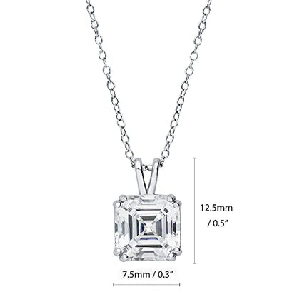 BERRICLE Sterling Silver CZ Solitaire Pendant Necklace for Women, Gold Flashed, Cubic Zirconia - Asscher, Emerald, Heart Shaped, Princess, Round Cut - style: Asscher Cut