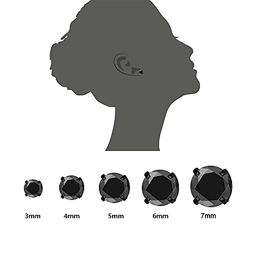 Stud Earrings Set 316L Stainless Steel Hypoallergenic Earrings for Women Men Earrings 3-7mm Cubic Zirconia Earrings Tragus Cartilage Helix Lobel Ear Studs 20G,Pack of 5 Pairs - color: C03:5Pairs(BLACK)