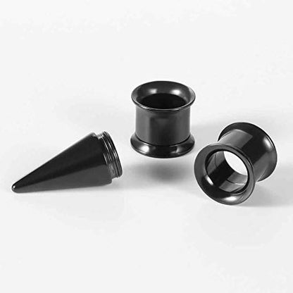 36PCS Ear Gauge Stretching Kit Stainless Steel Double Flare Alloy Tapers 3 In 1 Plugs Set Eyelet 14G-00G - color: (1.6-10mm)-Black-Flare