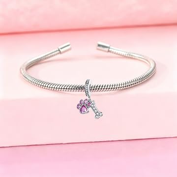 925 Sterling Silver Charms Pendants Mom Heart Dog koi fish Sea Turtle Football Charms for bracelet Pendants Beads Mom Sister Wife Family, Friends, Birthday gifts - style: Claw print Bone Pendant