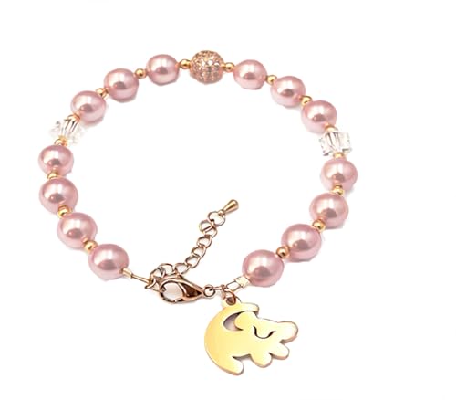 Lion Necklace Dainty Lion Lover Bracelet Earrings Animal Kingdom Gift Valentine's Jewelry - style: Purple-Pearl