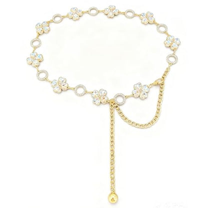 Women's Chain Belt Adjustable Rhinestone Metal Waist Belts for Women Ladies Chain Belt for Dresses - color: S-05