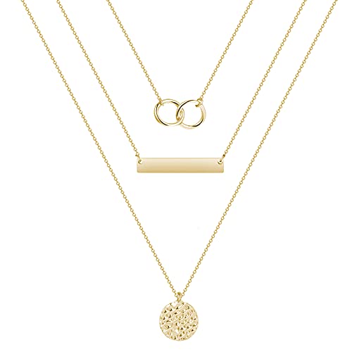 YANCHUN Layered Necklaces for Women Gold Necklace Stack Star Heart Choker Dainty Necklace Love Heart Chain Jewelry Gifts for Women - color: F:Gold Layer Circle Necklace
