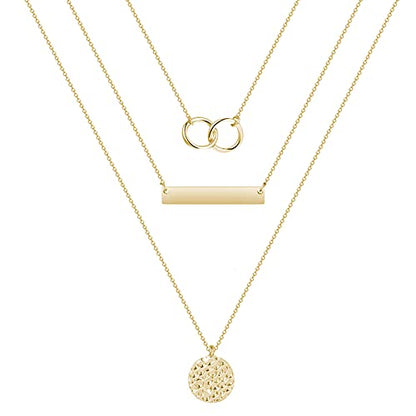 YANCHUN Layered Necklaces for Women Gold Necklace Stack Star Heart Choker Dainty Necklace Love Heart Chain Jewelry Gifts for Women - color: F:Gold Layer Circle Necklace