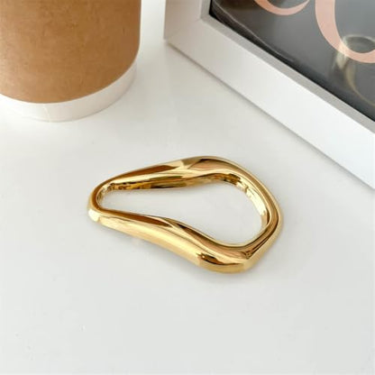Trendy Irregular Geometric Brooch Pin for Women Men Stainless Steel Gold/Silver Plated Unique Polished Hollow Teardrop Lapel Pins for Sweater Hat Scarf Suit Dress Clothes Accessories Jewelry - color: Gold