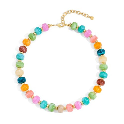 YUJIE Chunky Heart Pendant Necklace for Women- Exaggerated Statement Puff Heart Necklace with Acrylic Beaded Chain - color: A-Multicolour-1