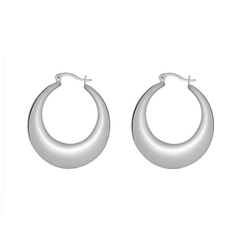Chunky Large Thick Rounded Tube Hoop Earrings - color: Silver