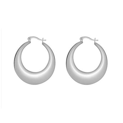 Chunky Large Thick Rounded Tube Hoop Earrings - color: Silver