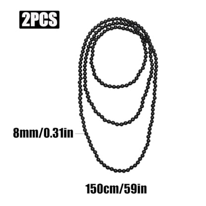 Long Pearl Necklace, Jewelry Faux Pearls Pendants Faux Pearls Strand Beads - color: Black