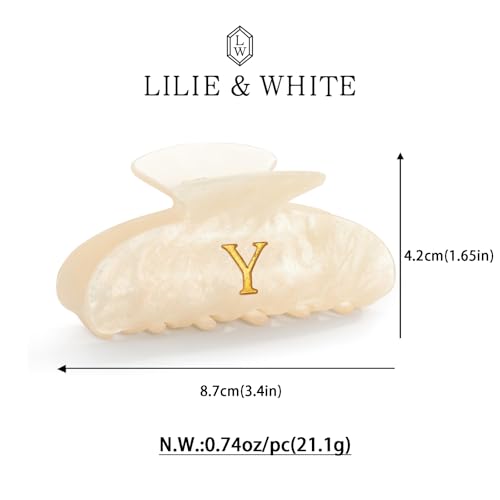 LILIE&WHITE Acrylic Letter Hair Clips For Women Stylish Y Initial Hair Claw | Alphabet Hair Clip Fashion Glitter Monogram Claw Clip Elegant And Durable Hair Accessory Large Hair Clips Y - color: HC22539Y