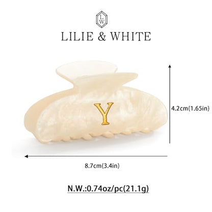 LILIE&WHITE Acrylic Letter Hair Clips For Women Stylish Y Initial Hair Claw | Alphabet Hair Clip Fashion Glitter Monogram Claw Clip Elegant And Durable Hair Accessory Large Hair Clips Y - color: HC22539Y
