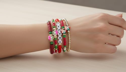 Twinfree Bohemian Cute Fruit Banana Cherry Strawberry Pineapple Mango Polymer Clay Beaded Stackable Stretch Bracelets - color: color 21