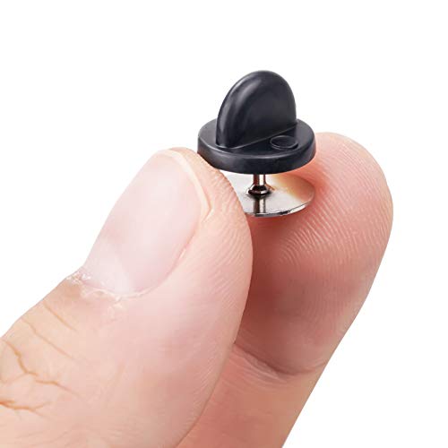 400pcs PVC Rubber Pin Backs Butterfly Clutch Pin Tie Tacks Blank for Uniform Badges Backing Holder Clasp Lapel Enamel (200 Sets) - color: black