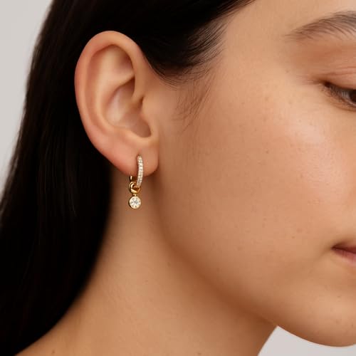 Gold Plated Small Huggie Hoop Cubic Zirconia Earrings for Women, Sparkling Pave Setting Huggie Earrings, Perfect for Special Occasions