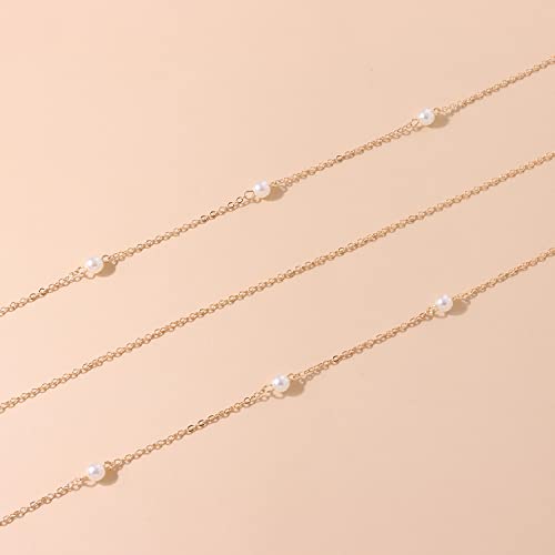 COLORFUL BLING Multilayer Choker Long Chain Tassel Pendant Necklace for Women Beads Necklace Long Bar Charm Chain Jewelry - color: E gold pearl