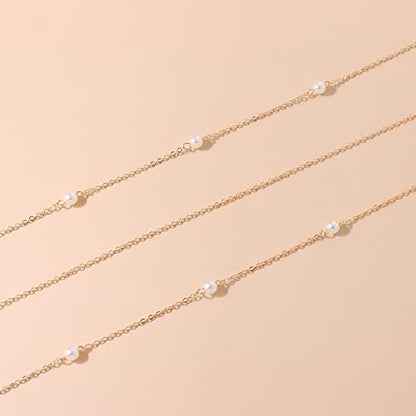 COLORFUL BLING Multilayer Choker Long Chain Tassel Pendant Necklace for Women Beads Necklace Long Bar Charm Chain Jewelry - color: E gold pearl